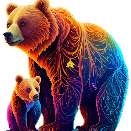 (s006-1-2J) Floral Mama & Baby Bear