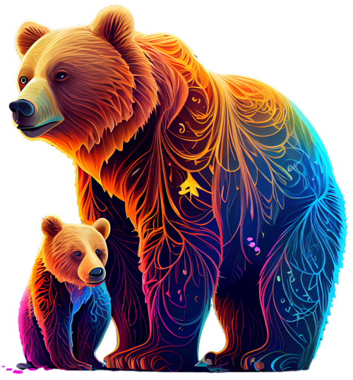 (s006-1-2J) Floral Mama & Baby Bear