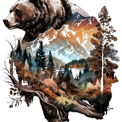 (s006-1-2W) Double Exposure Bear