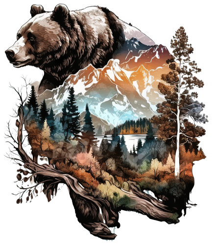 (s006-1-2W) Double Exposure Bear