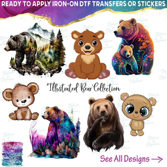 (s006-1) Watercolor Illustrated Cartoon Bear Collection
