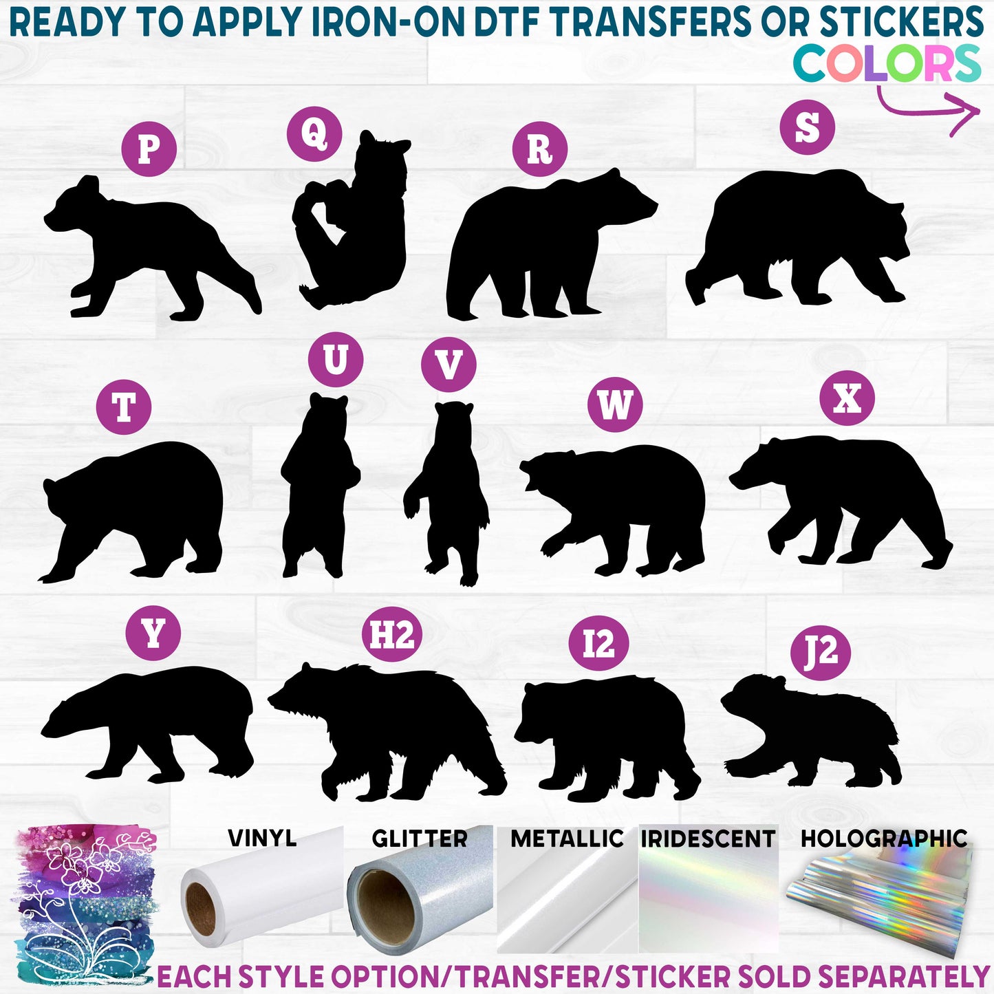 (s006-1) Forest Animals Bear Cub Silhouette