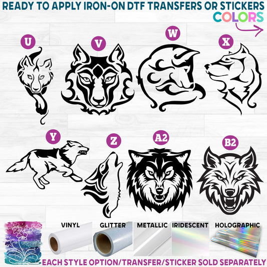 (s006-2) Wolf Wolves Printed Heat Transfer or Sticker