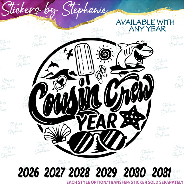 (s6-03-012) Cousin Crew Iron-On Transfer