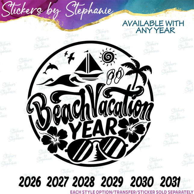 (s6-03-017) Beach Vacation Iron-On Transfer