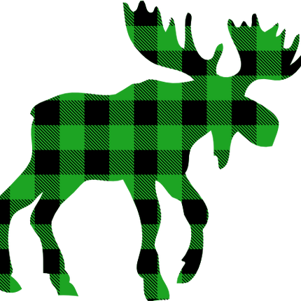 (s006-3-F) Moose Red, Green, Blue White Black Buffalo Plaid