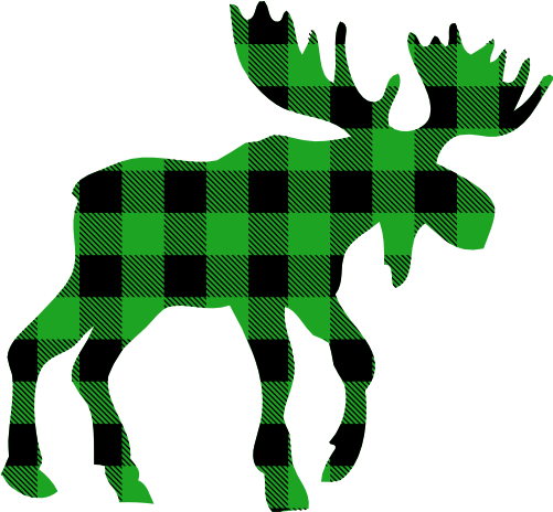 (s006-3-F) Moose Red, Green, Blue White Black Buffalo Plaid