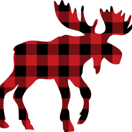 (s006-3-F) Moose Red, Green, Blue White Black Buffalo Plaid