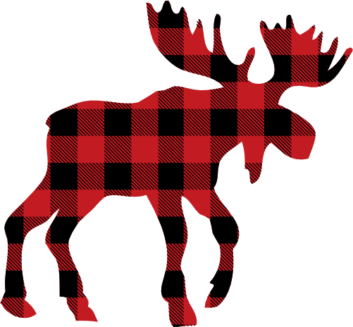 (s006-3-F) Moose Red, Green, Blue White Black Buffalo Plaid