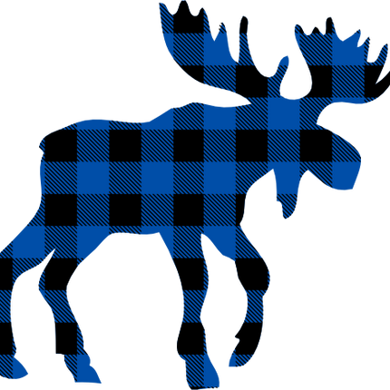 (s006-3-F) Moose Red, Green, Blue White Black Buffalo Plaid