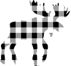 (s006-3-F) Moose Red, Green, Blue White Black Buffalo Plaid