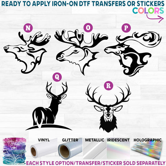 (s006-3) Elk Deer Buck Moose Head Printed Heat Transfer or Sticker