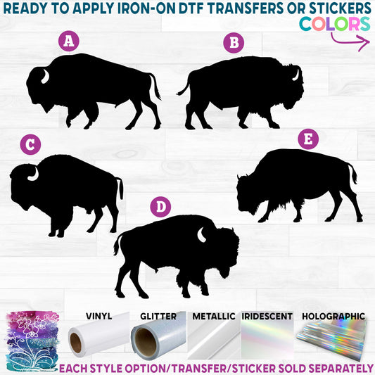 (s006-4) Forest Animals Bison American Buffalo Printed Heat Transfer or Sticker