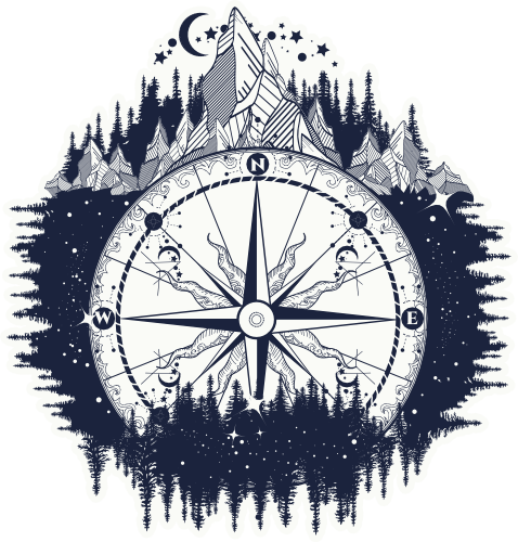 (s006-6-E) Double Exposure Compass Mountains
