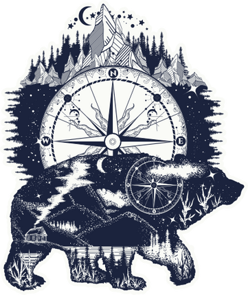 (s006-6-F) Double Exposure Bear Compass Mountains