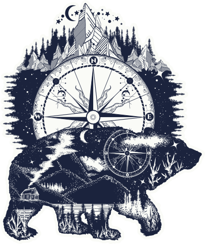 (s006-6-F) Double Exposure Bear Compass Mountains