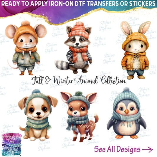 (s084) Cute Watercolor Fall Winter Animal Collection 31 Style Options