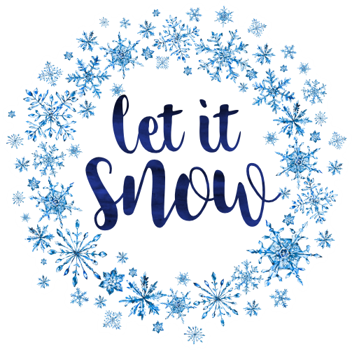 (060-03-C) Watercolor Let it Snow Snowflakes Snowflake