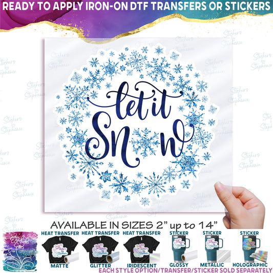 (s060-3) Watercolor Let it Snow Snowflakes Snowflake
