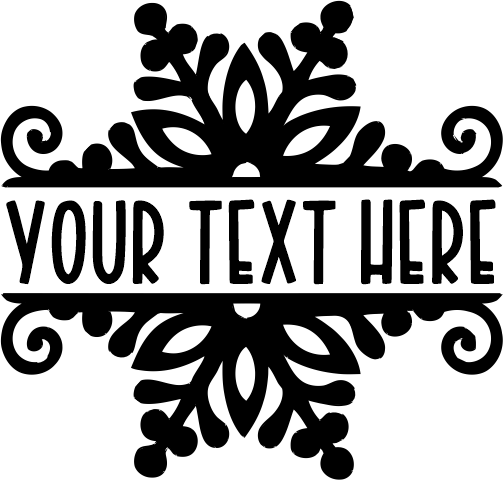 (060-02-A) Snowflakes Snow Flakes Split Name Custom Text