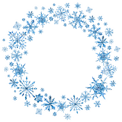 (060-02-B) Monogram Watercolor Snowflakes Snow Flakes