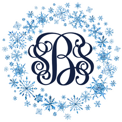 (060-02-B) Monogram Watercolor Snowflakes Snow Flakes