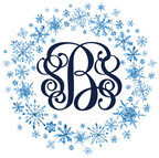 (060-02-B) Snowflake Snowflakes Watercolor Monogram Custom Text