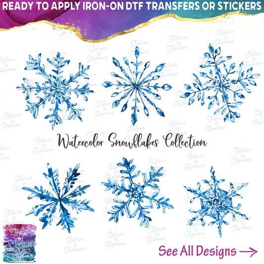 (s060-1) Watercolor Single Snowflakes