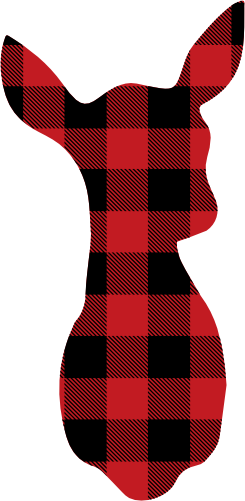 (s063-1-E) Doe Deer Red, Green, Blue White Black Buffalo Plaid