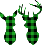 (s063-1-E/F) Deer Couple Buck Doe Red, Green, Blue White Black Buffalo Plaid