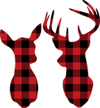 (s063-1-E/F) Deer Couple Buck Doe Red, Green, Blue White Black Buffalo Plaid