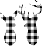 (s063-1-E/F) Deer Couple Buck Doe Red, Green, Blue White Black Buffalo Plaid