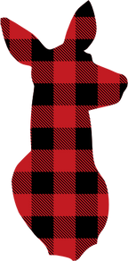 (s063-1-R) Doe Deer Red, Green, Blue White Black Buffalo Plaid