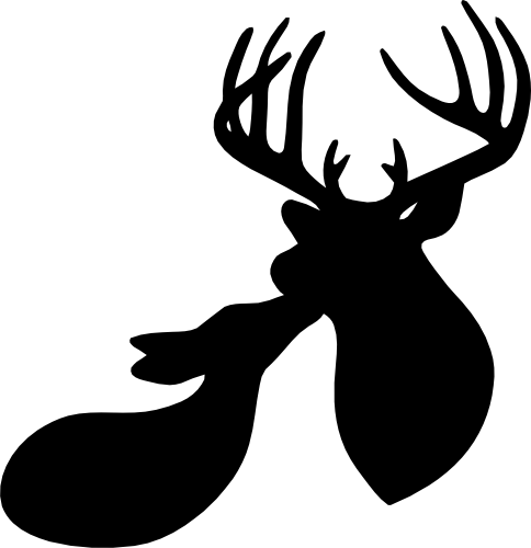 (s063-1-1A) Deer Head Buck & Doe Couple Silhouette