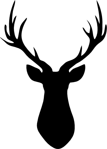 (s063-1-1G) Deer Head Buck Silhouette