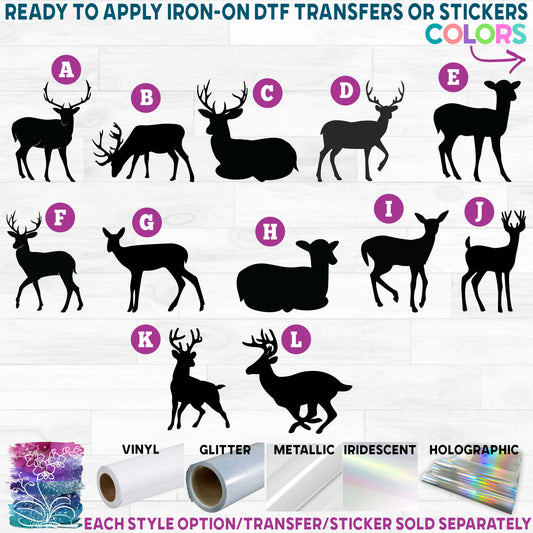 (s063-2) Deer Buck Doe Fawn Printed Heat Transfer or Sticker