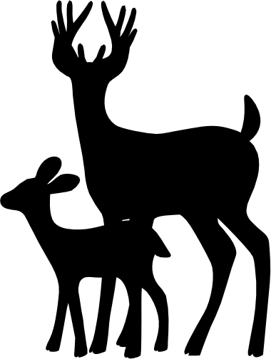 (s063-2-1N) Adult Deer & Baby Silhouette