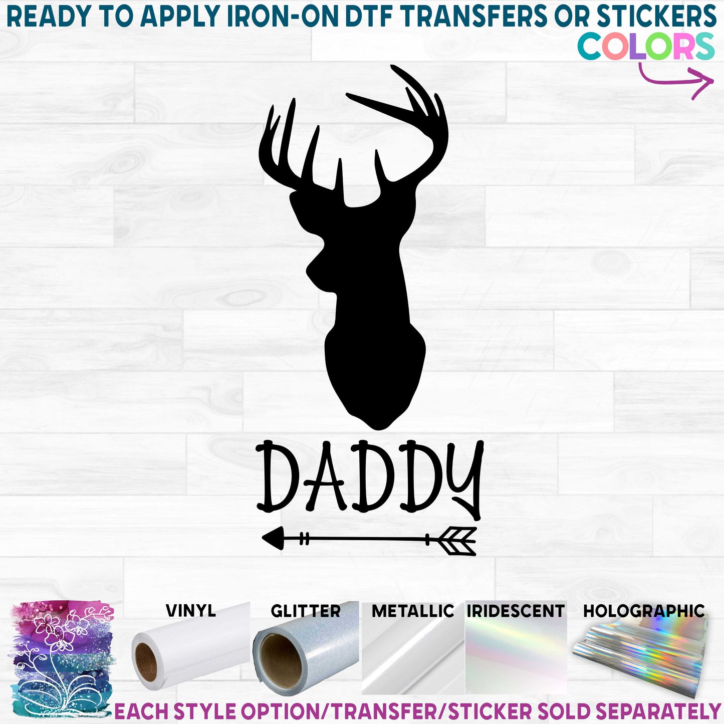 (s063-5A) Buck Deer Family Custom Text Printed Heat Transfer or Sticker