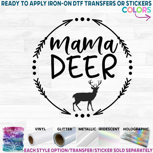 (s063-7) Deer Buck Doe Fawn Family Custom Text Printed Heat Transfer or Sticker