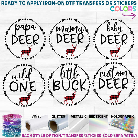 (s063-7) Deer Buck Doe Fawn Family Custom Text