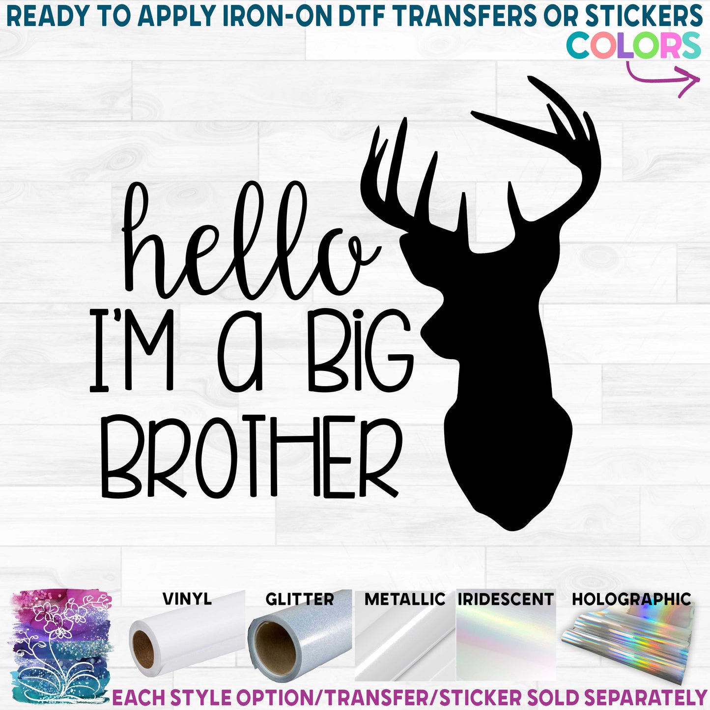 (s063-8A) Hello I'm New Here Buck Deer Head Custom Text Printed Heat Transfer or Sticker