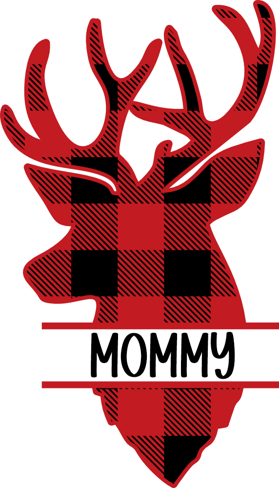 (063-09-E) Mommy Deer Red Buffalo Plaid