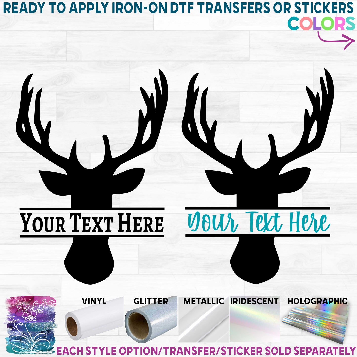 (s063-9A) Deer Buck Doe Split Name Custom Text