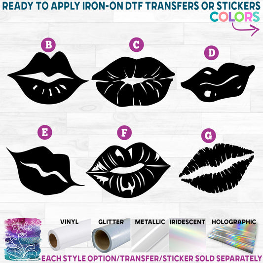 (s065) Kiss Kisses Lips Lip Printed Heat Transfer or Sticker