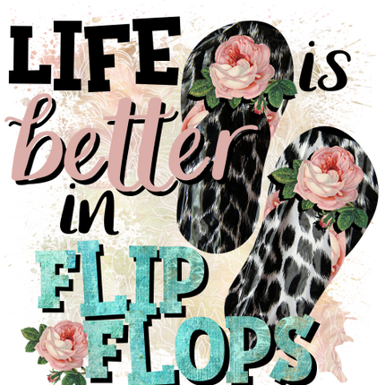 (066-03-B) Life is Better in Flip Flops Pink Roses