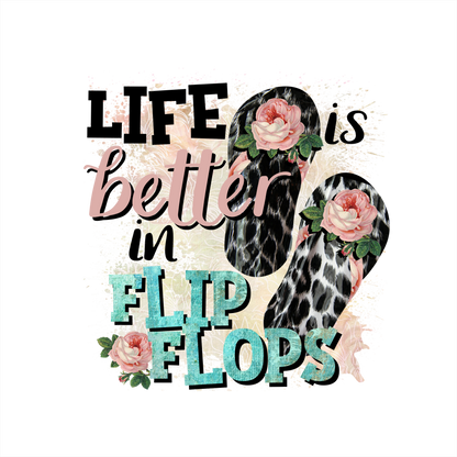 (s066-3B) Life is Better in Flip Flops Pink Roses