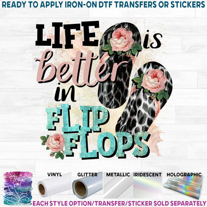 (s066-3B) Life is Better in Flip Flops Pink Roses