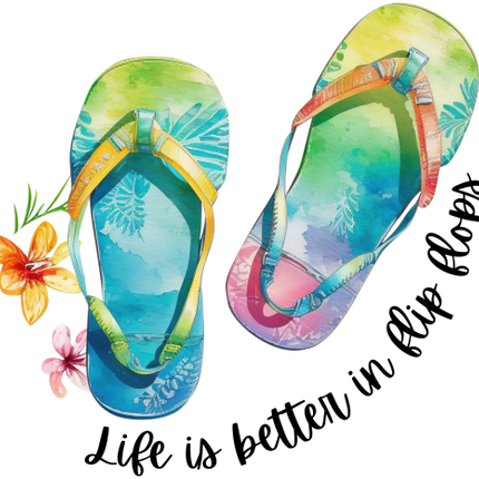 (066-03-C) Life is Better in Flip Flops Pink Roses