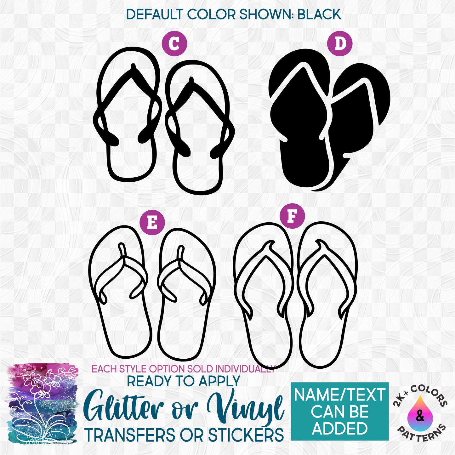 s66-1 Flip Flops Sandals Made-to-Order Iron-On Transfer or Sticker
