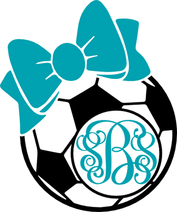 (067-01-L) Soccer Ball with Bow Monogram Iron-On Transfer